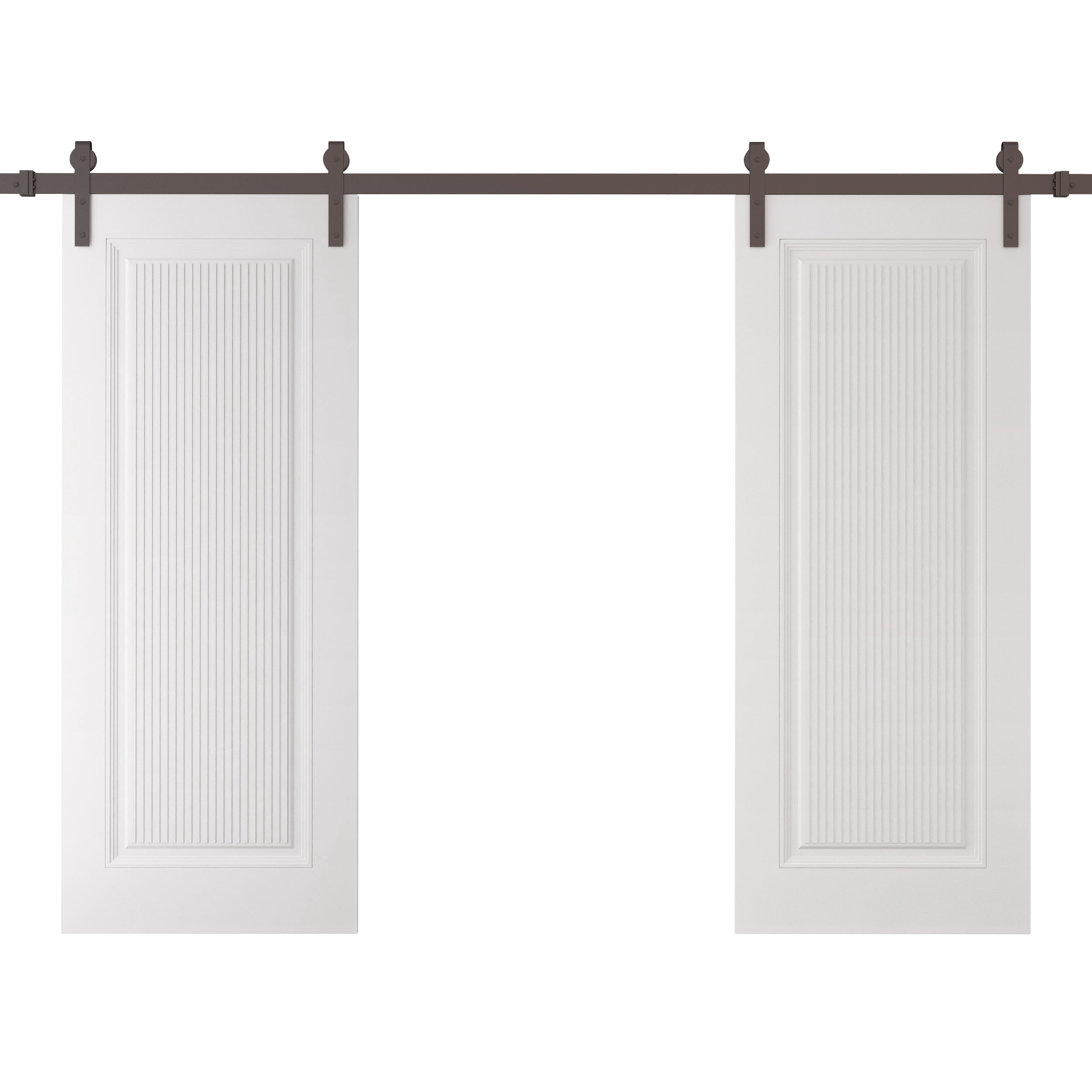 Doors Ffe Double Barn Door 60 x 84 inches | CLASSIC 8889 White Enamel | 13FT Rail ...