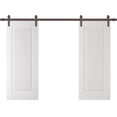 thumbnail image 1 of Double Barn Door 84 x 96 inches | CLASSIC 8889 White Enamel | 14FT Rail Track Set | Solid Panel Interior Doors, 1 of 5