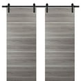 thumbnail image 1 of Double Barn Sliding Grey Doors 72 x 84 with 13FT Rails | Planum 0020 Ginger Ash | Heavy Top Mount Track Slider Set | Closet Modern Solid Core Doors, 1 of 6