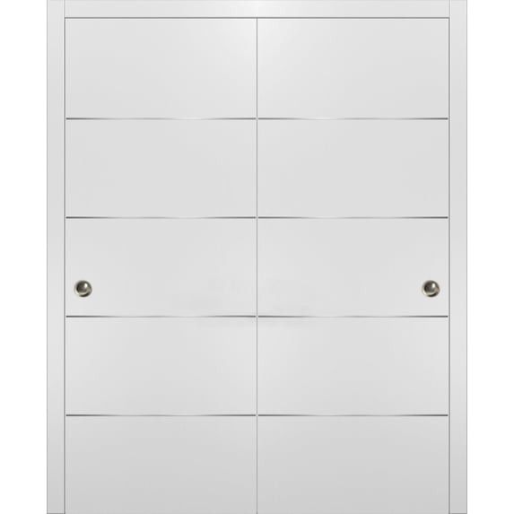 Double Barn Sliding White Doors 48x80 with Hardware