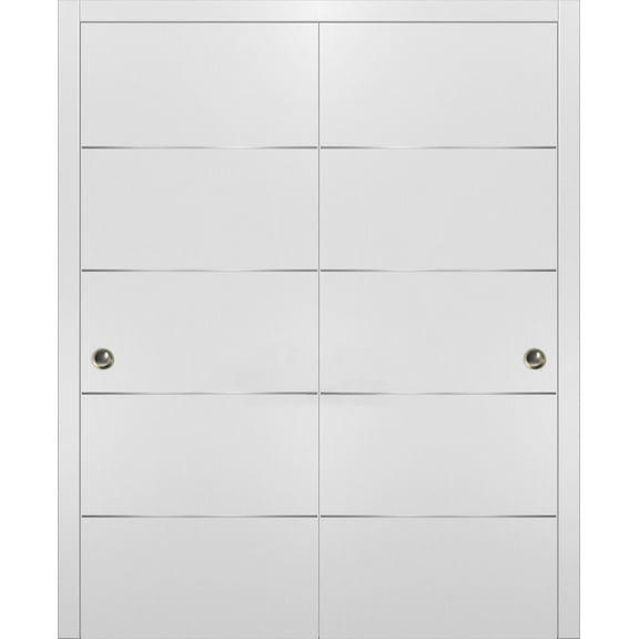 Double Barn Sliding White Doors 48x80 with Hardware