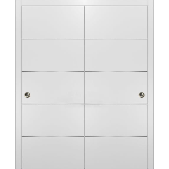 Double Barn Sliding White Doors 64x80 with Hardware