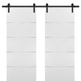 thumbnail image 1 of Double Barn Sliding White Doors 64x96 with Black Hardware, 1 of 6