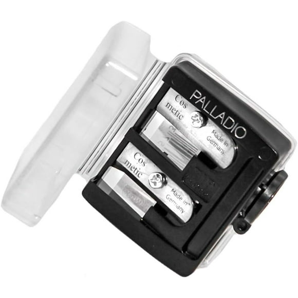 Double Barrel 3 in 1 Cosmetic Pencil Sharpener with Cover, Stainless Steel Blade, Size Adjuster, Essential for Small and Extra Large Lip Liner, Eyeliner, Brow Pencils