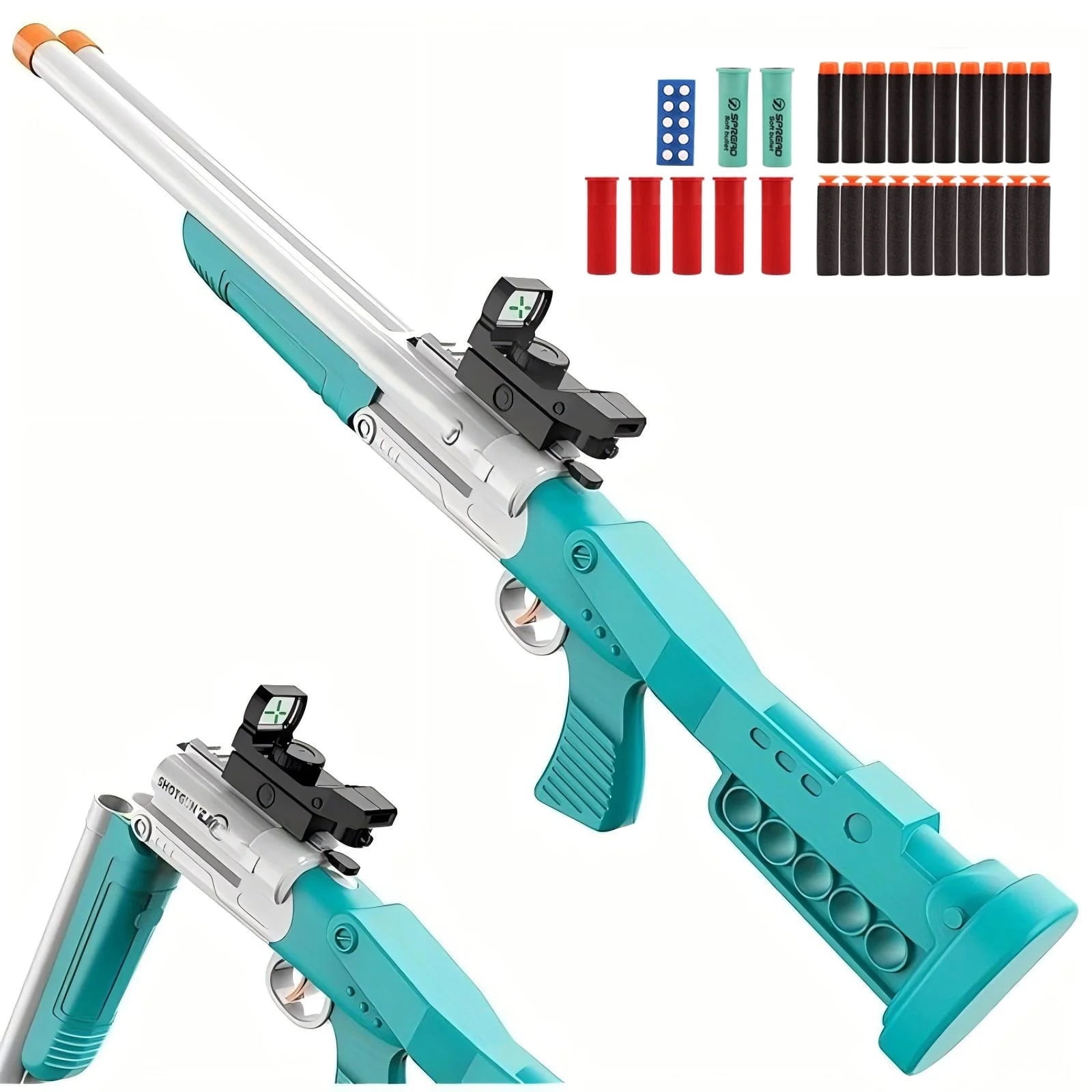 Double Barrel Toy Foam Blaster Soft Bullet Toy Gun Soft Dart Blaster Manual Toy Blaster, Soft Darts Launcher