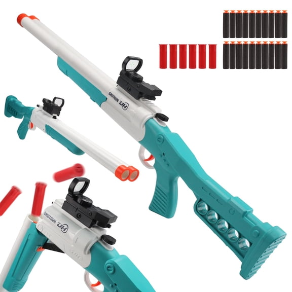 Double Barrel Shell Ejecting Foam Blaster Soft Dart Blaster Manual Dart Blaster, Soft Darts Launcher for 14+ Years Old