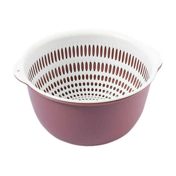 Double Basket Vegetable Strainer, Plastic Colander, Small Double Layer Basin for Washing Fruits and Vegetables, Kitchen Sink Drainer for Cooking and Meal Prep, 2-pack, Purple and White, by FAJHHA