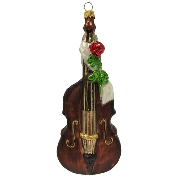 Double Bass Instrument with Rose Polish Glass Christmas Tree Ornament Orchestra