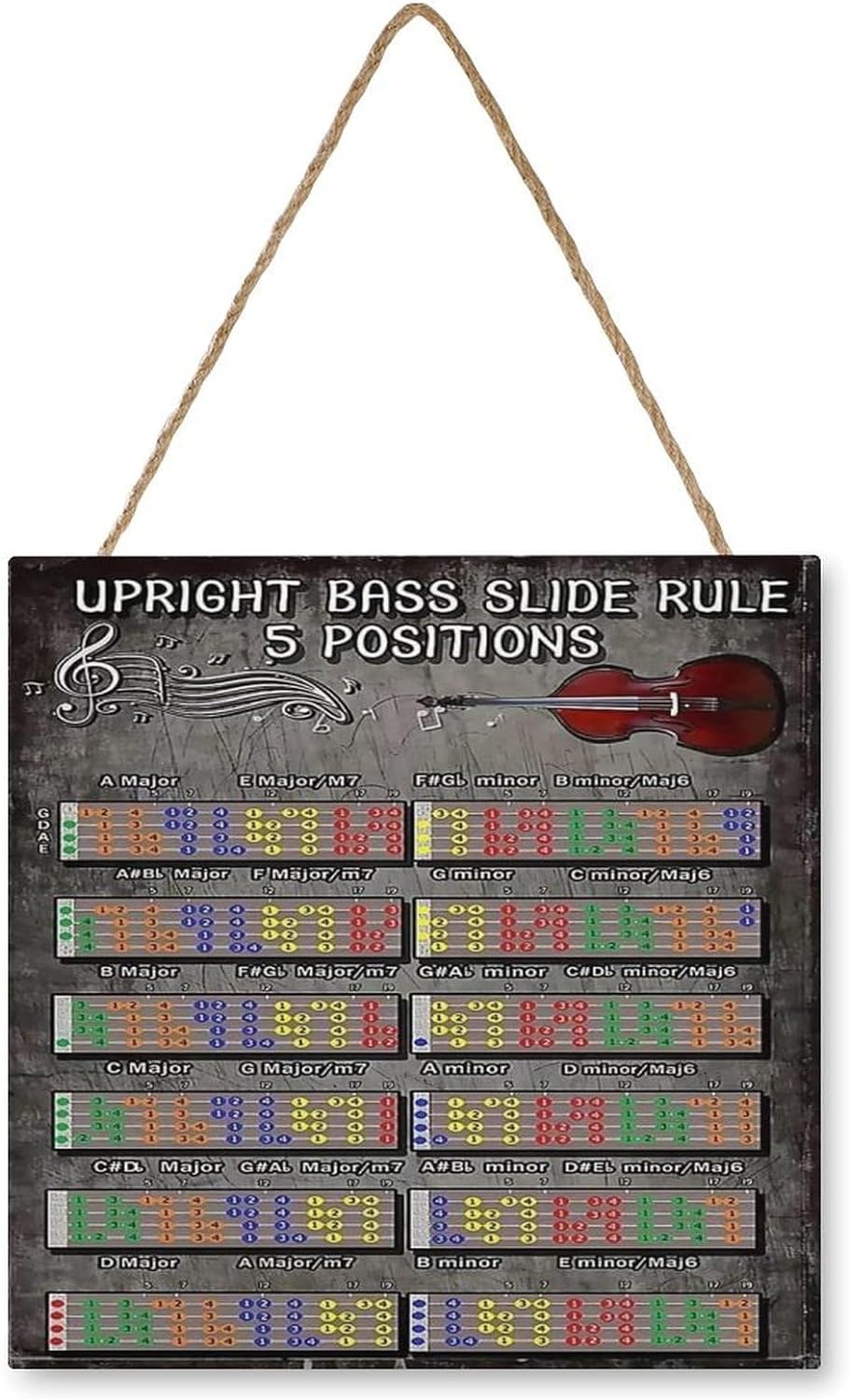 Double Bass Knowledge wooden signs Vintage Upright Bass Slide Rule 5