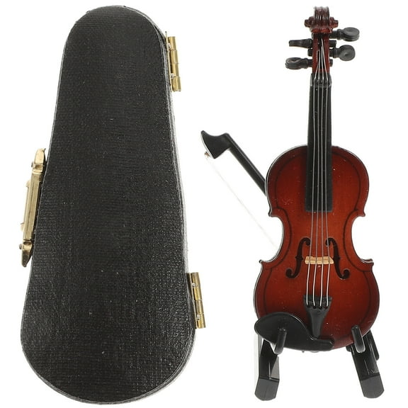 Miniature Double Bass Model Sculpture, Decorative Guitar & Violin Figurine for Home, Office, Music Room Decor