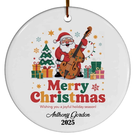 Double Bass Ornaments for Christmas Tree, Keepsake Decor 2025, Ornament Gift for Double Bass Lovers, Custom Player Name Christmas Ornament, Music Lovers and Classical Instrument Fans