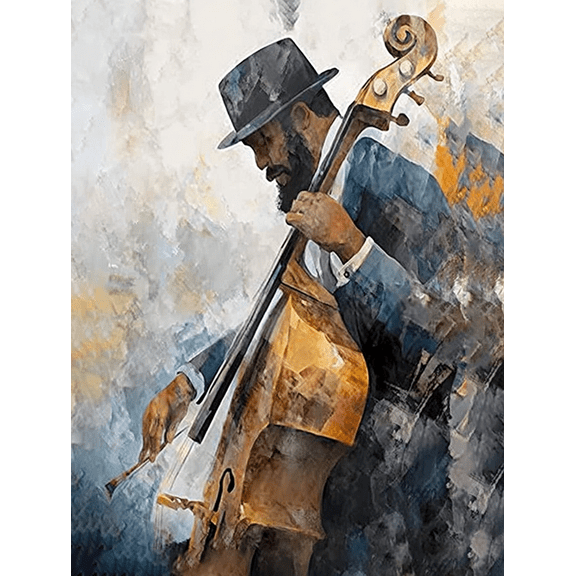 Double Bass Player Canvas Painting/Wall ArtSuitable for Living RoomBedroomOfficeStudioHotel Decoration.