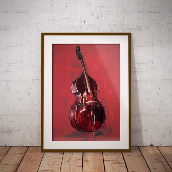 Double Bass Wall Art Jazz Classical Music Instrument Print, Unframed Paper Print
