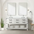 thumbnail image 1 of Double Bath Vanity 60 In. White Oak, Quartz Top Sealed Twice, Faucet, 28" W X 36" H Mirrors 60" Vanity, Mirrors, Double, Oak 22" D, 1 of 5