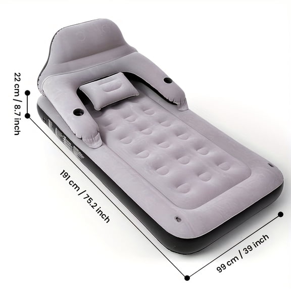 Double Bed Automatic Inflatable Mattress with Backrest Pillow with Inflatable Pump Portable Air Cushion Outdoor Camping Home Inflatable Mattress Bed