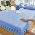 thumbnail image 1 of Double Bed Fitted Sheet 200x180cm | Non-Slip All-Inclusive Mattress Protector | Soft Stretchy Polyester Cover | Elastic Deep Pocket | Wrinkle-Resistant, Breathable, Machine Washable, 1 of 6