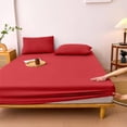 thumbnail image 1 of Double Bed Fitted Sheet Non Slip Full Cover Mattress Protector Soft Fiber Bed Cover for Naked Sleeping All Inclusive Design Protect Mattress from Stains Dust and Scratches, 1 of 6