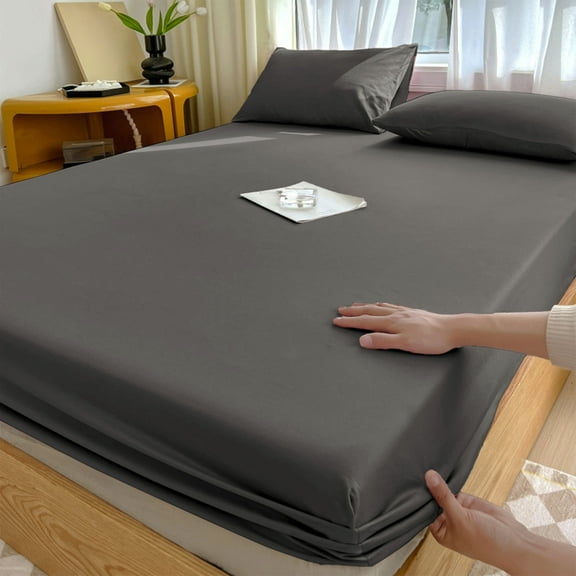 Double Bed Fitted Sheet with Deep Pocket, Non-Slip Elastic Edge, Soft Stretch Fabric for Mattress Protection, 200x150cm