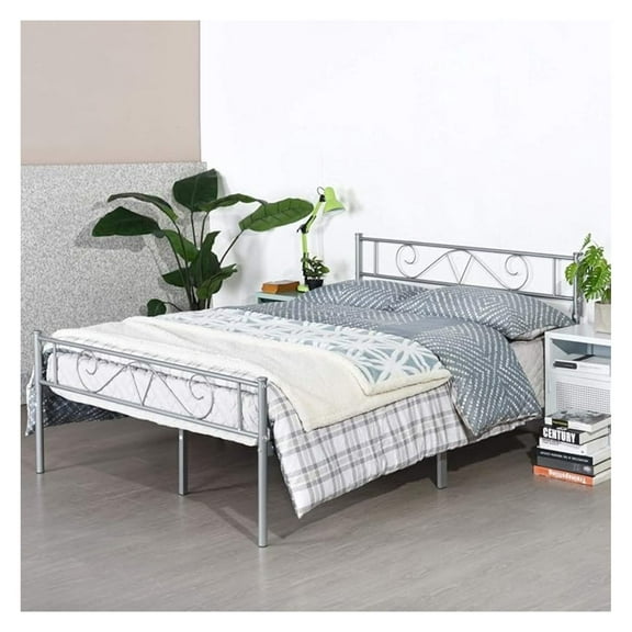 Double Bed Full Size Bed Frame Metal Platform Headboard Steel Foundation