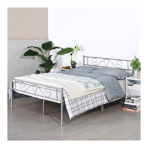 Double Bed Full Size Bed Frame Metal Platform Headboard Steel Foundation
