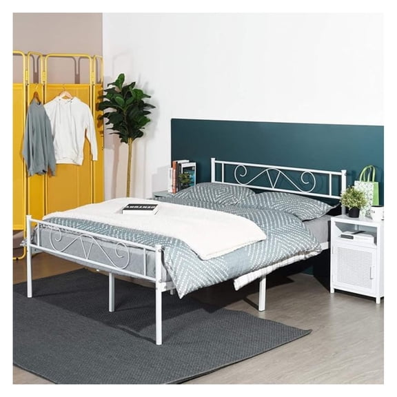 Double Bed Queen Size Bed Frame Metal Platform Headboard Steel Foundation