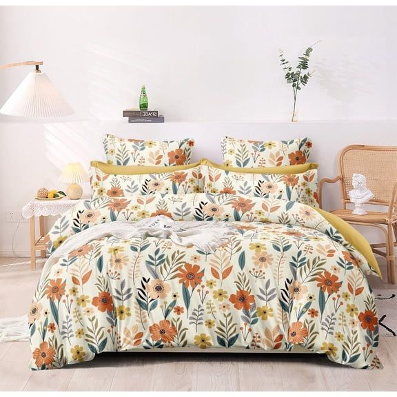 Double Bedsheet For King Size With 2 Matching Pillow Covers - 108 X 108 Inches, Cream | Glace Cotton Printed Bedsheet Lightweight, Soft & Smooth - Ideal For Home, Guest House