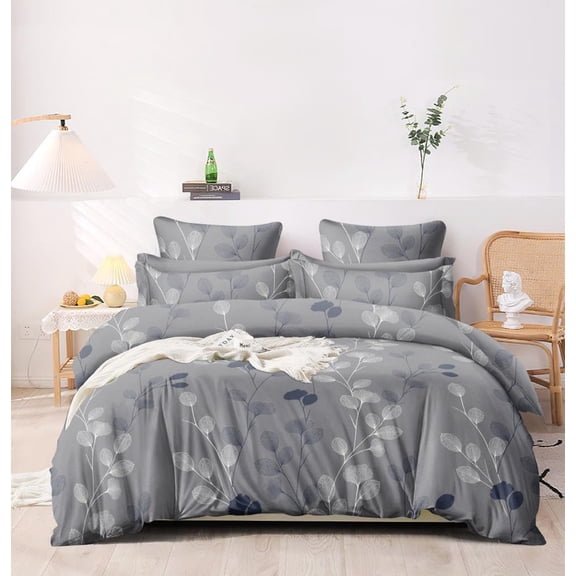 Double Bedsheet For King Size With 2 Matching Pillow Covers - 108 X 108 Inches, Grey | Glace Cotton Printed Bedsheet Lightweight, Soft & Smooth - Ideal For Home, Guest House