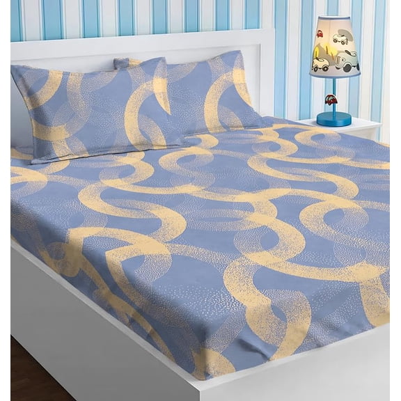 Double Bedsheets With 2 Matching Pillow Covers | Double Bed Breathable & Wrinkle Free | Ultra Soft 180 TC Super Soft - 90 X 90 Inches, Pastel Grey & Beige