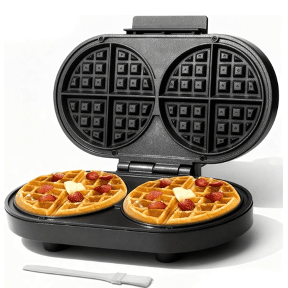 Double Belgian Waffle Maker Thick, 2 X 6 Round Waffle Maker, Belgium Waffle Iron,  with Non-stick Plates, 1200W, Perfect for Kids & Family Breakfast, Graphite