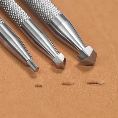 Double Beveler Stamps Tool Leather Beveling Stamping Set 304 Steel Smooth Bevelers 3Pcs for Leathercraft Carving DIY$$Art & Craft