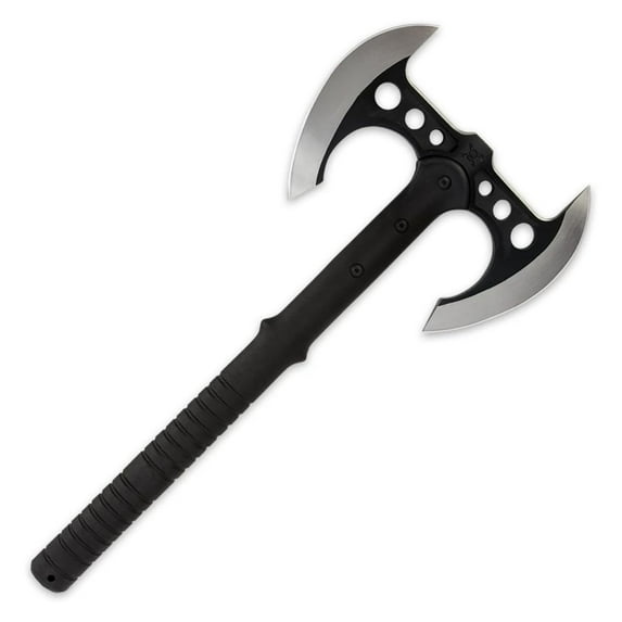 Double Bit Tomahawk with Sheath - 16.875" Stainless Steel Throwing Axe - Hunting, Camping, Outdoor Survival Tool