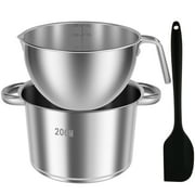Double Boiler Pot Set, 1.82QT Chocolate Melting Pot & 2.54QT Stainless Steel Pot with Silicone Spatula, Food-Grade Double Boiler&nbsp; Induction Safe for Candy, Butter, Cheese