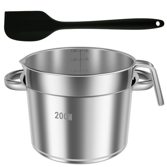 Double Boiler Pot Set with Silicone Spatula 1.82QT Chocolate Melting Pot 2.54QT Stainless Steel Pot for Melting Chocolate Candy Candle