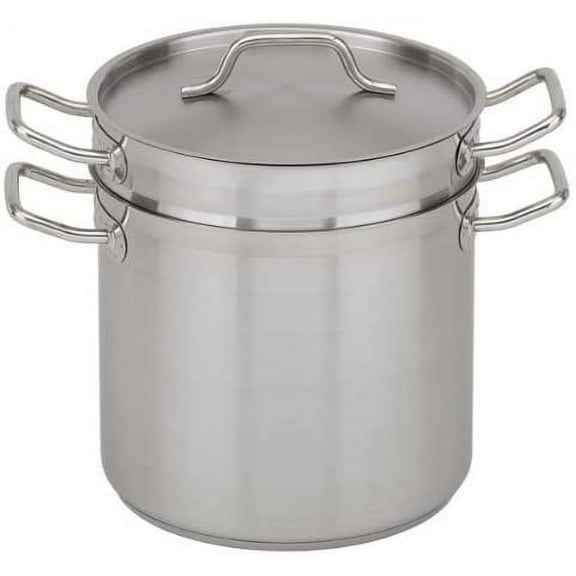 "Double Boiler with Lid, 8 qt, 9.4"" x 7.5"" HT, Stainless Steel, Commercial Grade - NSF Certified"