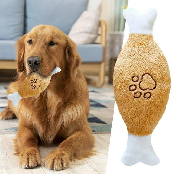 Double Bone Dog Toy with Chicken Leg Design for Teeth Cleaning and Interactive Soundmaking