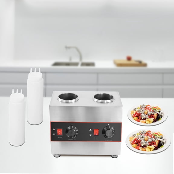 Double Bottle Sauce Warmer 30-85 Stainless Steel 2x650ml for Cheese Chocolate