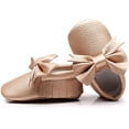 thumbnail image 1 of Double Bow Fringe Baby Moccasins - Soft Sole Baby Shoes Girls Toddler Crib Flats, 1 of 5