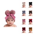 thumbnail image 1 of Double Bowknot Baby Hat, Winter Knitted Woolen Beanie for & Toddlers, Thick Warm Soft Yarn with Double Pompom, Ideal for Cold Weather, 1 of 4