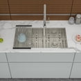 thumbnail image 1 of Double Bowl(60/40) Undermount Sink- 28"x19"x10" Double Bowl Kitchen Sink 16 Gauge with Two 10" Deep Basin, 1 of 7
