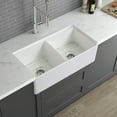 thumbnail image 1 of Double Bowl Kitchen Sink - 33 Inch Fireclay Deep Apron Front Kitchen Sink - Premium Double Bowl Sinks for Home, Farmhouse (Grid & Strainer Included), 1 of 12