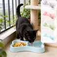 thumbnail image 1 of Double Bowl Pet Feeder | Bones-Shaped Litterless Food & Water Dish | Durable Plastic | Blue, Green, Gray, Pink | 24.5x12.5x3cm | Spill Resistant | Integrated Compartments | Lightweight, 1 of 6