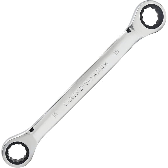 (14 mm x 15 mm)Double Box End Ratcheting Wrench 72 Teeth 12 Point Ratchet Gear Spanner Tools, Heat-Treated CR-V