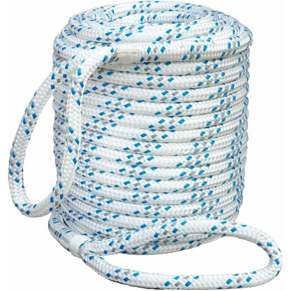 Double Braid Polyester Arborist Bull Rope | Made in USA | Rigging Hoisting Line | High Strength Tree Rope | 5/8 inch x 300 feet, 2 eye splices