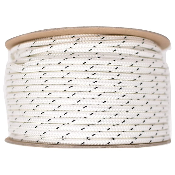 Double Braid Polyester Rope 1/4 Inch by 200 Feet White Black