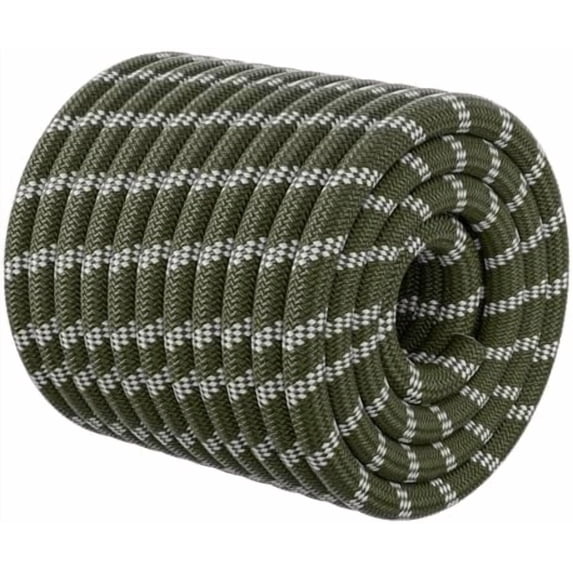 Double Braided Arborist Rigging Rope - 1/2 in X 100 ft 48 Strands Rappelling Outdoor Pulling Heavy Duty Polyester Bull Rope for Swing Tree Work Camping Rescue Hiking - Army Green