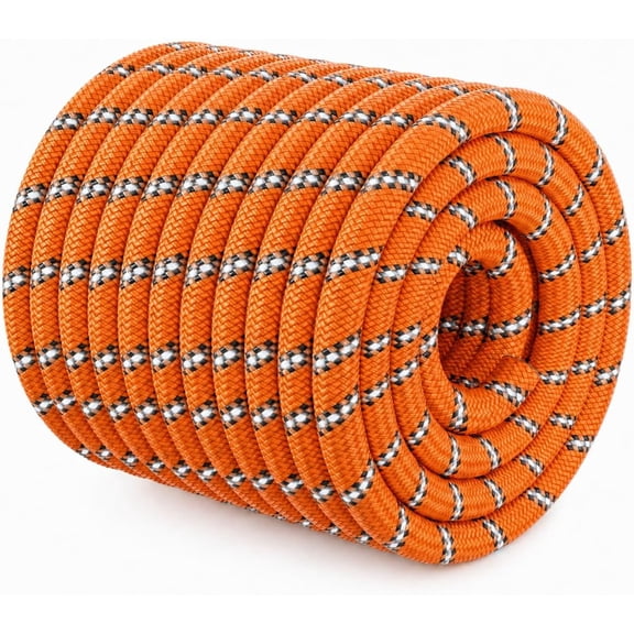 Double Braided Arborist Rigging Rope - 1/2 in X 100 ft 48 Strands Rappelling Outdoor Pulling Heavy Duty Polyester Bull for Swing Tree Work Camping Rescue Hiking Logging Orange