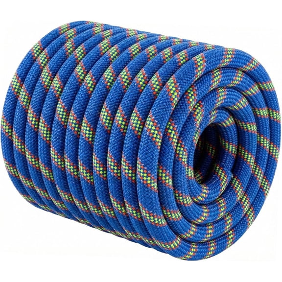 Double Braided Arborist Rigging Rope, 1/2" x 200 ft Strength Bull Rope, 48-Strand Polyester Static Rope for Tree Work, Pulling, Towing, Swing(Blue)
