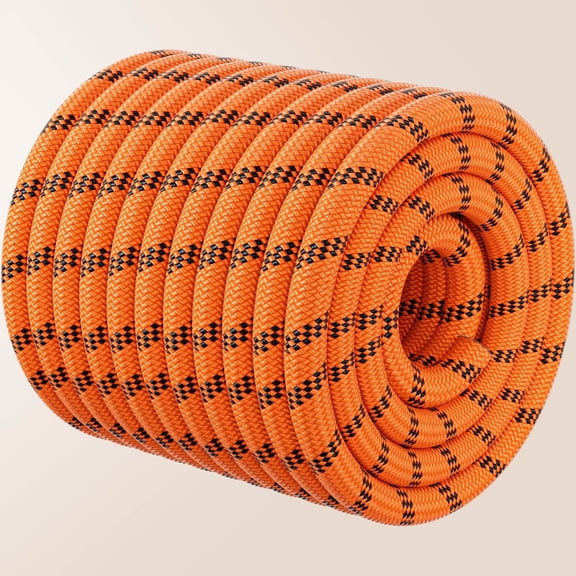 Double Braided Arborist Rigging Rope - 24 Strands Rappelling Outdoor Pulling Heavy Duty Polyester Bull Rope for Swing Tree Work Camping Rescue Hiking - Orange