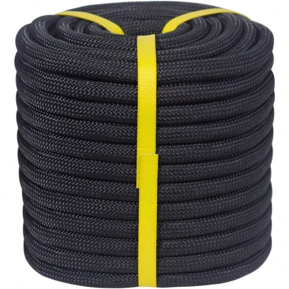 Double Braided Arborist Rope 1/2 Inch X 100 Feet Polyester High Gth Climbing Rope For Tree Work Swing Halyard Sailing Black