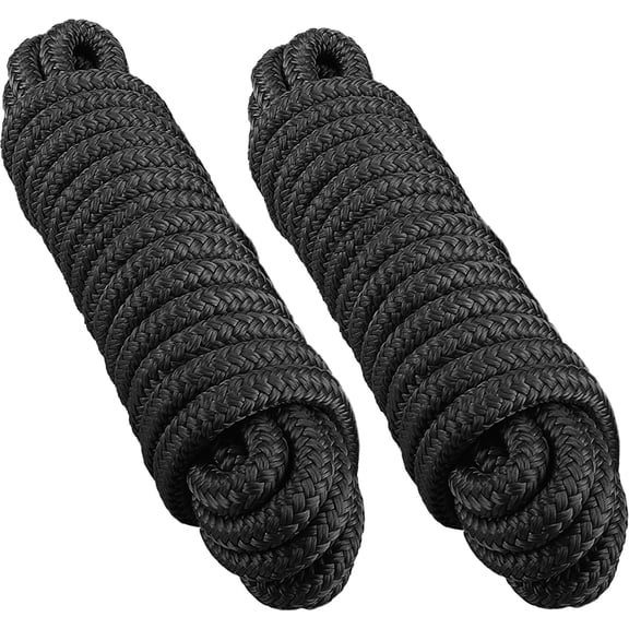 Double Braided Nylon Boat Ropes for Docking with 12" Loop, 1/2" x 15' Boat Dock Lines – Marine-Grade High Strength Dock Rope, Premium Marine Rope Mooring Lines, Easy Handling